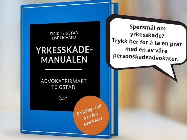 Bilde av boken Yrkesskademanualen, av advokat Eirik Teigstad